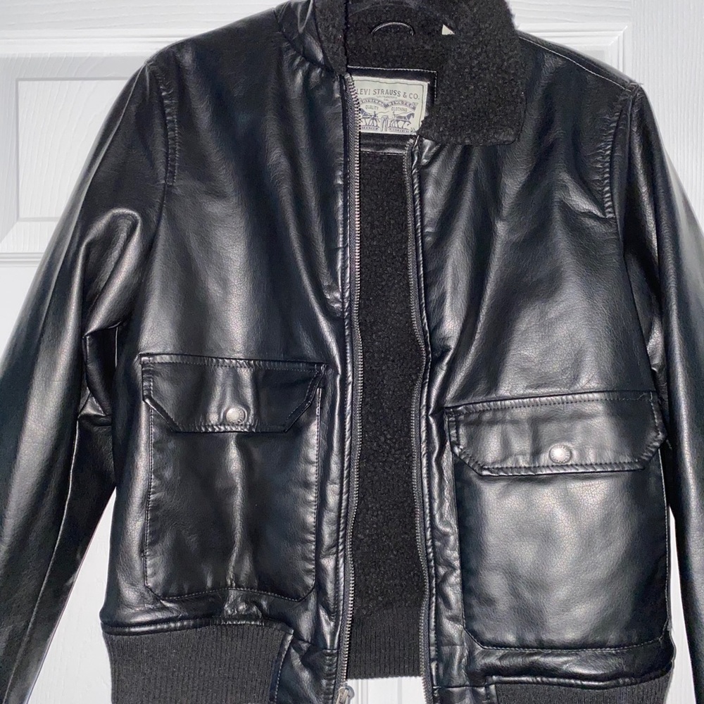 Levi’s leather faux fur bomber jacket